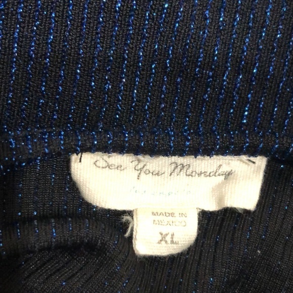 Francesca’s Collection See You Monday Dress Size XL Black Metallic Blue Stripes - Picture 10 of 10